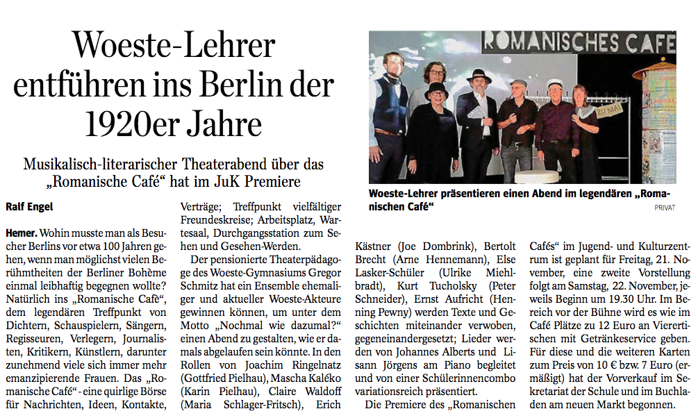 Woeste-Lehrer entführen ins Berlin der 1920er Jahre