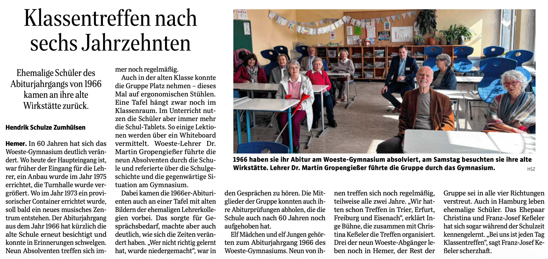 Klassentreffen nach sechs Jahrzehnten: Abiturjahrgang 1966 zu Besuch