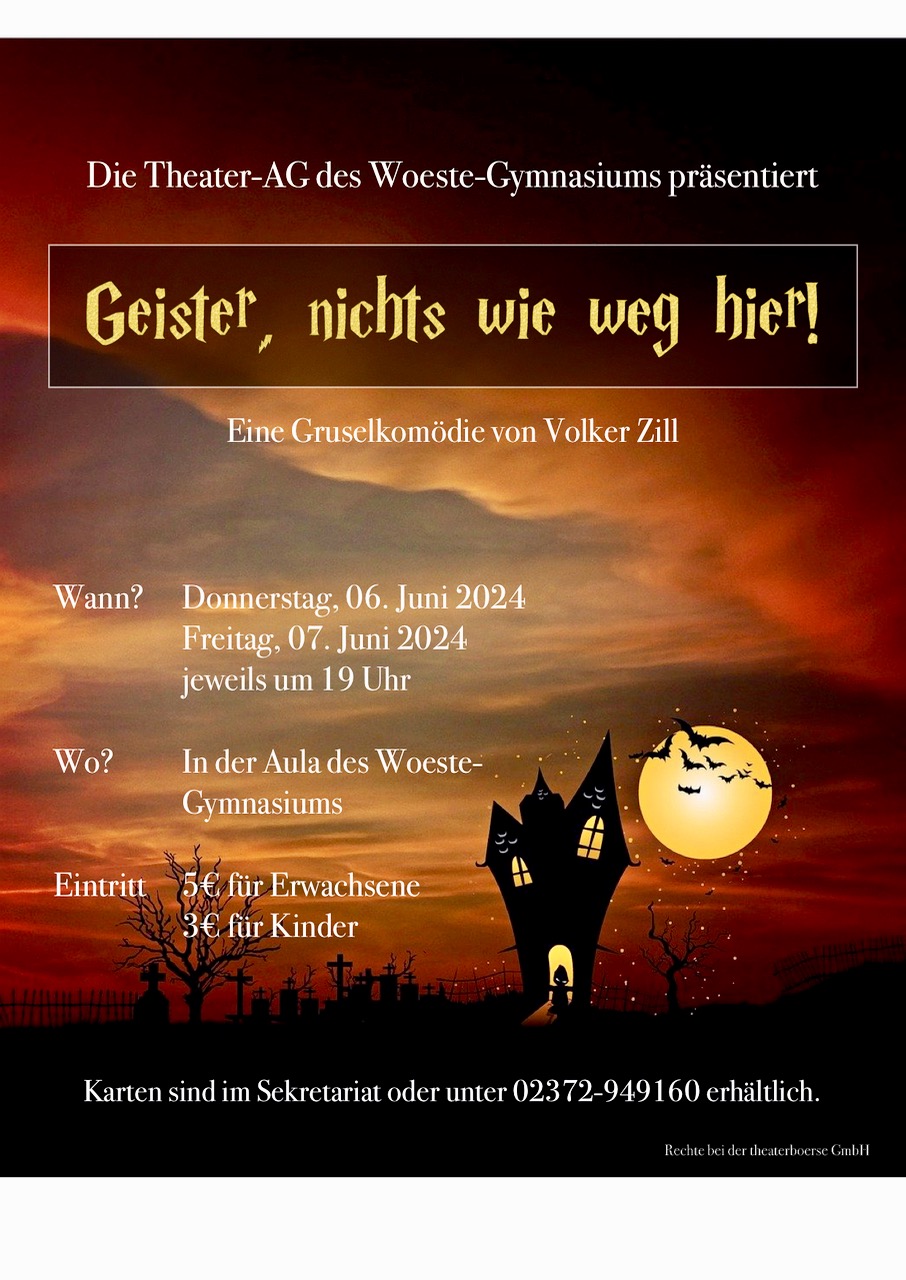 Theater-AG: Grusel-Komödie „Geister, nichts wie weg hier!“