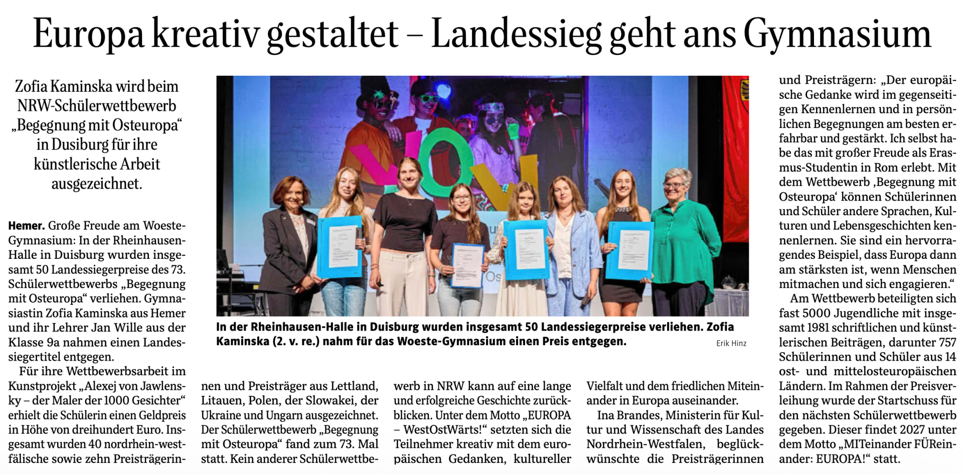 Landessieg beim Schülerwettbewerb „Begegnung mit Osteuropa“