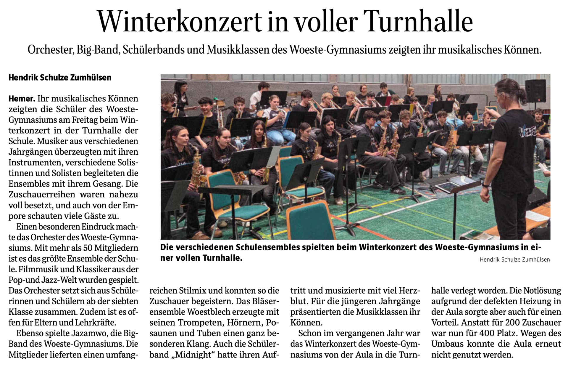 Winterkonzert 2026 in voller Turnhalle