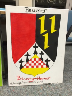 Selbst gestaltetes Wappen „Beuvry–Hemer“ zum Austausch 2015