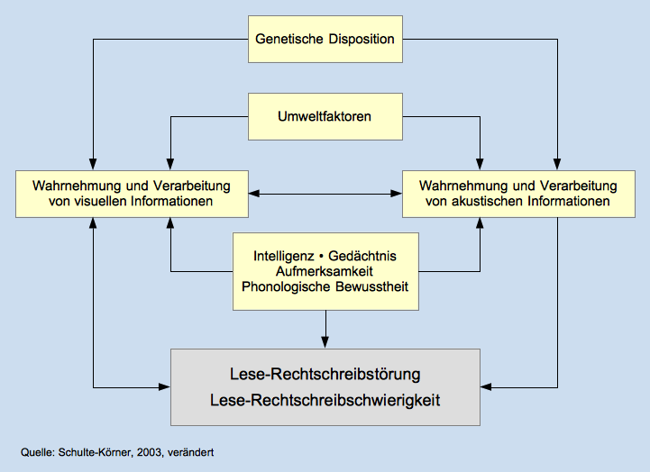 Schaubild: Ursachenmodell der Lese-Rechtschreib-Schwäche